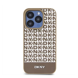 DKNY PU Leather Repeat Pattern Bottom Stripe iPhone 13 Pro Max hátlap tok, barna