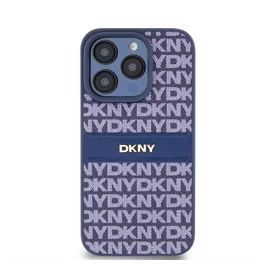 DKNY PU Leather Repeat Pattern Tonal Stripe Apple iPhone 15 Pro tok, kék
