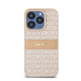 DKNY PU Leather Repeat Pattern Tonal Stripe Apple iPhone 15 Pro tok, rózsaszín