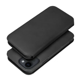 Dual Pocket Apple iPhone 15 Plus flip tok, fekete