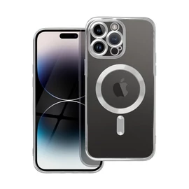 Electro Mag Apple iPhone 14 Pro Max MagSafe szilikon tok kameravédő-lencsével, ezüst