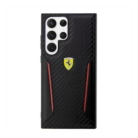 Ferrari Carbon Contrast Edges Samsung Galaxy S23 Ultra karbon hátlap tok, fekete