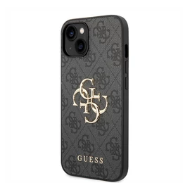 Guess 4G Big Metal Logo Apple iPhone 15 hátlap tok, szürke