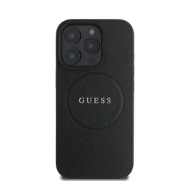 Guess Grained Gold Ring MagSafe Apple iPhone 16 Pro hátlap tok, fekete/barna GUHMP16LPGHSMMK