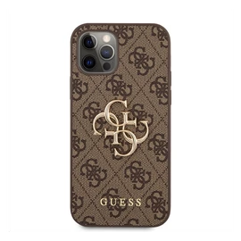 Guess PU 4G Metal Logo Apple iPhone 12/12 Pro hátlap tok, barna