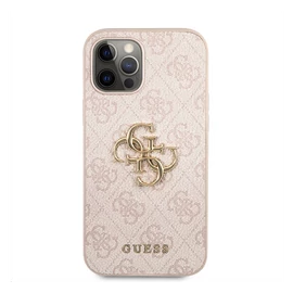 Guess PU 4G Metal Logo Apple iPhone 12/12 Pro hátlap tok, rózsaszín