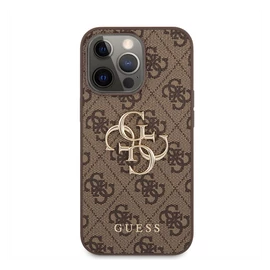 Guess PU 4G Metal Logo Apple iPhone 13 Pro Max hátlap tok, barna