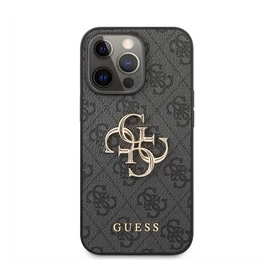 Guess PU 4G Metal Logo Apple iPhone 13 Pro Max hátlap tok, szürke