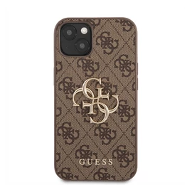 Guess PU 4G Metal Logo Apple iPhone 13 hátlap tok, barna