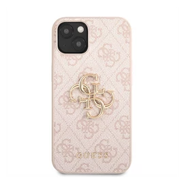 Guess PU 4G Metal Logo Apple iPhone 13 hátlap tok, rózsaszín