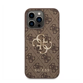 Guess PU 4G Metal Logo Apple iPhone 14 Pro Max hátlap tok, barna