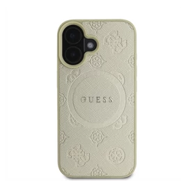Guess Saffiano Peony Classic Logo Apple iPhone 16 hátlap tok, arany GUHMP16SPSAPSMED