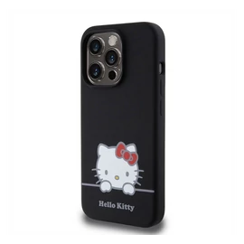 Hello Kitty Liquid Silicone Daydreaming Logo Apple iPhone 15 Pro hátlap tok, fekete