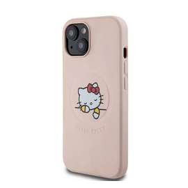 Hello Kitty PU Kitty Asleep Logo Apple iPhone 15 Magsafe hátlap tok, rózsaszín