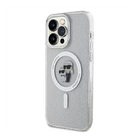 Karl Lagerfeld Karl&Choupette Glitter MagSafe Apple iPhone 15 Pro Max hátlap tok, átlátszó