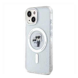 Karl Lagerfeld Karl&Choupette Glitter MagSafe Apple iPhone 15 hátlap tok, átlátszó
