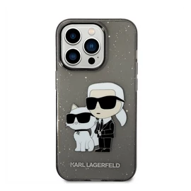 Karl Lagerfeld Liquid Glitter Karl and Choupette NFT hátlap tok Apple iPhone 14 Pro, fekete