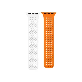 Phoner Spike Apple Watch szilikon szíj, 49/45/44/42mm, fehér/narancs