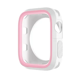 Phoner Twin Apple Watch szilikon tok, 41mm, fehér/rózsazsín