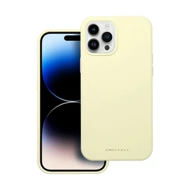 Roar Apple iPhone 12 Pro Max prémium szilikon tok velúr béléssel, világossárga