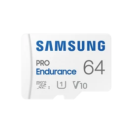 SAMSUNG Memóriakártya, PRO Endurance microSD kártya 64GB, CLASS 10, UHS-I (SDR104), + SD Adapter, R100/W30