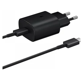 Samsung EP-TA800EBE kompatibilis hálózati töltő adapter Type-C + EP-DA905BBE Type-C kábel, 25W, fekete, (No logo)