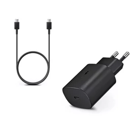 Samsung EP-TA865 kompatibilis hálózati töltő adapter Type-C + Type-C kábel, 65W, fekete, (No logo)