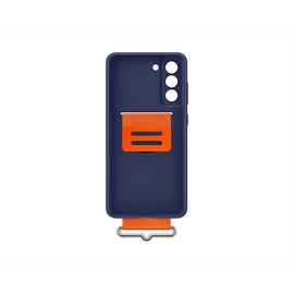 Samsung Galaxy S21 FE Silicone Cover with Strap, gyári szilikon tok szíjjal, sötétkék, EF-GG990TN