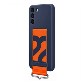 Samsung Galaxy S22+ Silicone Cover with Strap, gyári szilikon tok szíjjal, sötétkék, EF-GS906TN