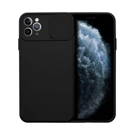 Slide Apple iPhone 11 Pro Max, kameravédős szilikon tok, fekete