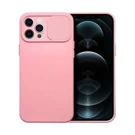Slide Apple iPhone 12 Pro, kameravédős szilikon tok, rózsaszín