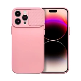 Slide Apple iPhone 14 Pro Max, kameravédős szilikon tok, rózsaszín