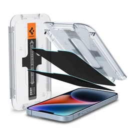 Spigen "Glas.tR SLIM EZ Fit" Apple iPhone 14 / 13 / 13 Pro Privacy tempered kijelzővédő fólia felhelyező kerettel (2db)