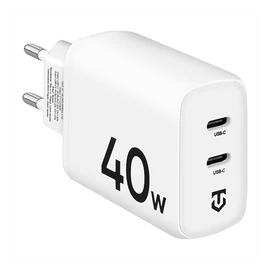 Tactical Base Plug Dual gyorstöltő adapter 2xType-C, 40W,fehér