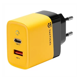 Tactical hálózati gyorstöltő adapter USB + Type-C, GaN, 45W, sárga