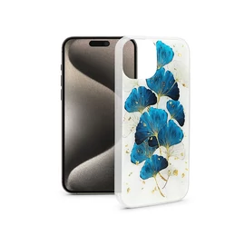 Haffner Gold Glam szilikon tok - Apple iPhone 15 Pro Max - leaves