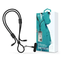 Devia Cable Pro5 Woven 27W PD Type-C/Lightning adat- és töltőkábel + nyakpánt 1.6m - fekete