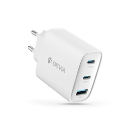 Devia Extreme Speed Series 65W GaN PD hálózati gyorstöltő adapter USB+2xType-C - fehér