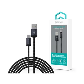Devia Gracious Series 10W USB/Type-C adat-és töltőkábel 1m - fekete