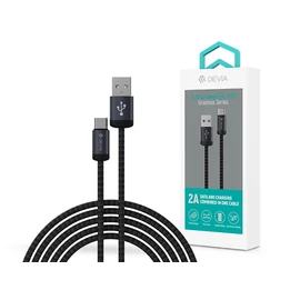 Devia Gracious Series v2 10W USB/Type-C adat-és töltőkábel 2m - fekete