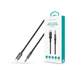 Devia iPure Series Woven AUX 3,5mm jack/Type-C audio kábel 1m - fekete