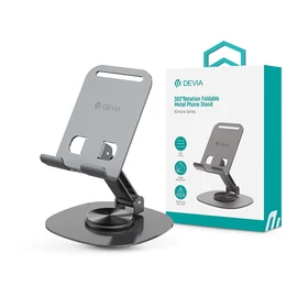Devia Kintone Series összecsukható asztali 360° fokban elfordítható fém telefon tartó - szürke