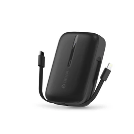Devia Kintone Series - USB + Type-C - powerbank + Type-C/Lightning kábel - 10.000 mAh - fekete