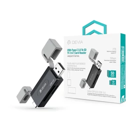 Devia Leopard Series 2in1 SD/microSD USB 3.0 + Type-C memóriakártya-olvasó - fekete