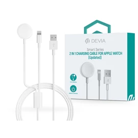 Devia Smart Series 2 in 1 mágneses töltőkábel Apple Watch-hoz + USB-A/Lightning kábel - fehér
