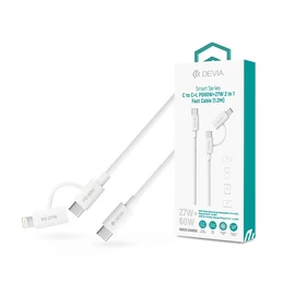 Devia Smart Series 60W+27W PD Type-C/Type-C + Lightning adat- és töltőkábel 1.2m - fehér