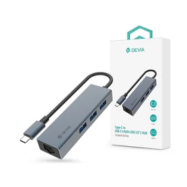 Devia Leopard Series 5 in 1 USB Type-C USB 3.1/RJ45/3xUSB elosztó/adapter - szürke