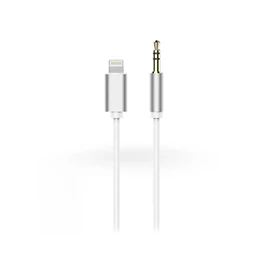 Haffner Lightning - 3,5mm jack audio kábel 1m - fehér/ezüst