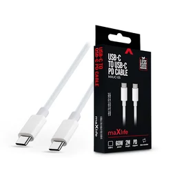 Maxlife MXUC-05 60W PD Type-C/Type-C adat- és töltőkábel 2m - fehér