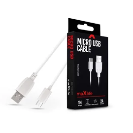 Maxlife 10W USB/microUSB adat- és töltőkábel 1m - fehér